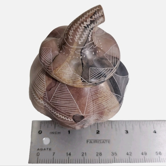 Rare Natural Soapstone Pumpkin Trinket Fall Harvest Thanksgiving Decor, Signed - Picture 4 of 8